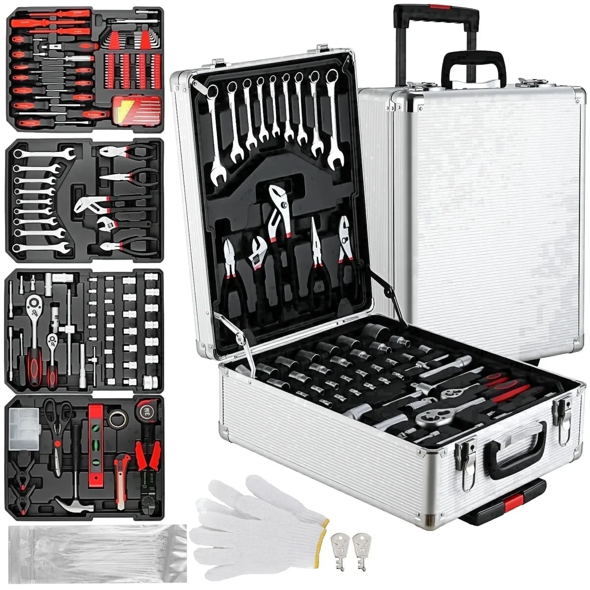TLGREEN 799pcs Mechanic Tool Set with Trolley Case, Complete Household Tool Kit for Home, Automotive, Garage & Dorm 7341