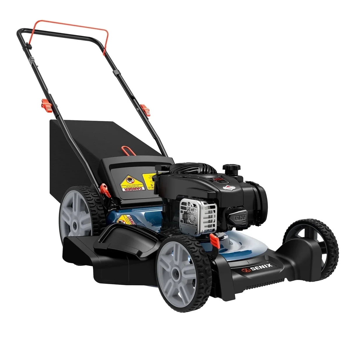 SENIX Gas Lawn Mower 21in Cutting Blade 22in Cutting Deck, 140cc 4-Cycle Made in Briggs & Stratton Engine, 3-In-1, 6-Height Adjustment, 11" Rear  3866