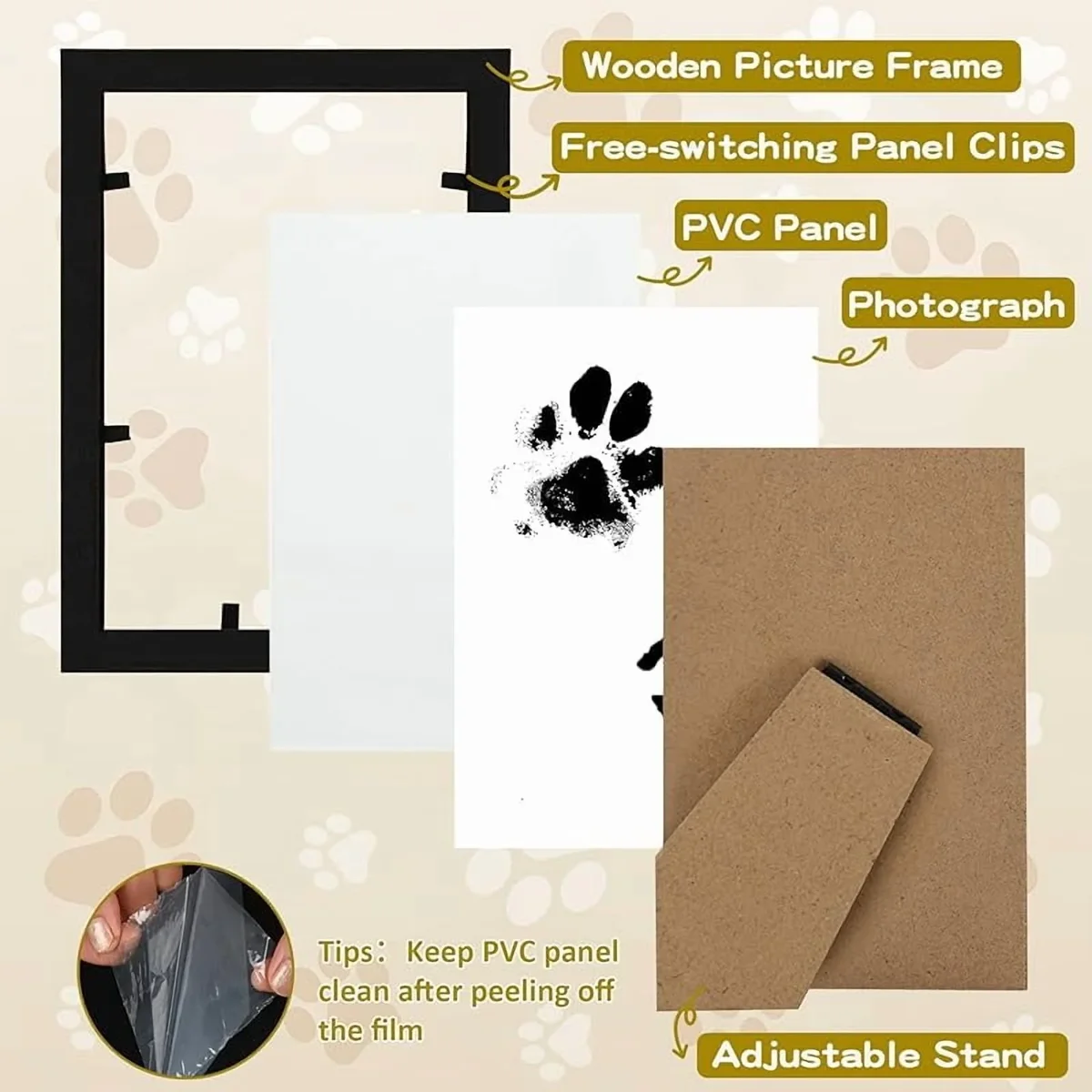 Zeokiar Pet Paw Printing Kit, Paw Print Ink Pad for Dog Cat Paw Prints, Dog Paw Print Kit, Pet Paw Print Impression Kit, , Memorial Gifts for Cat Dog 9106