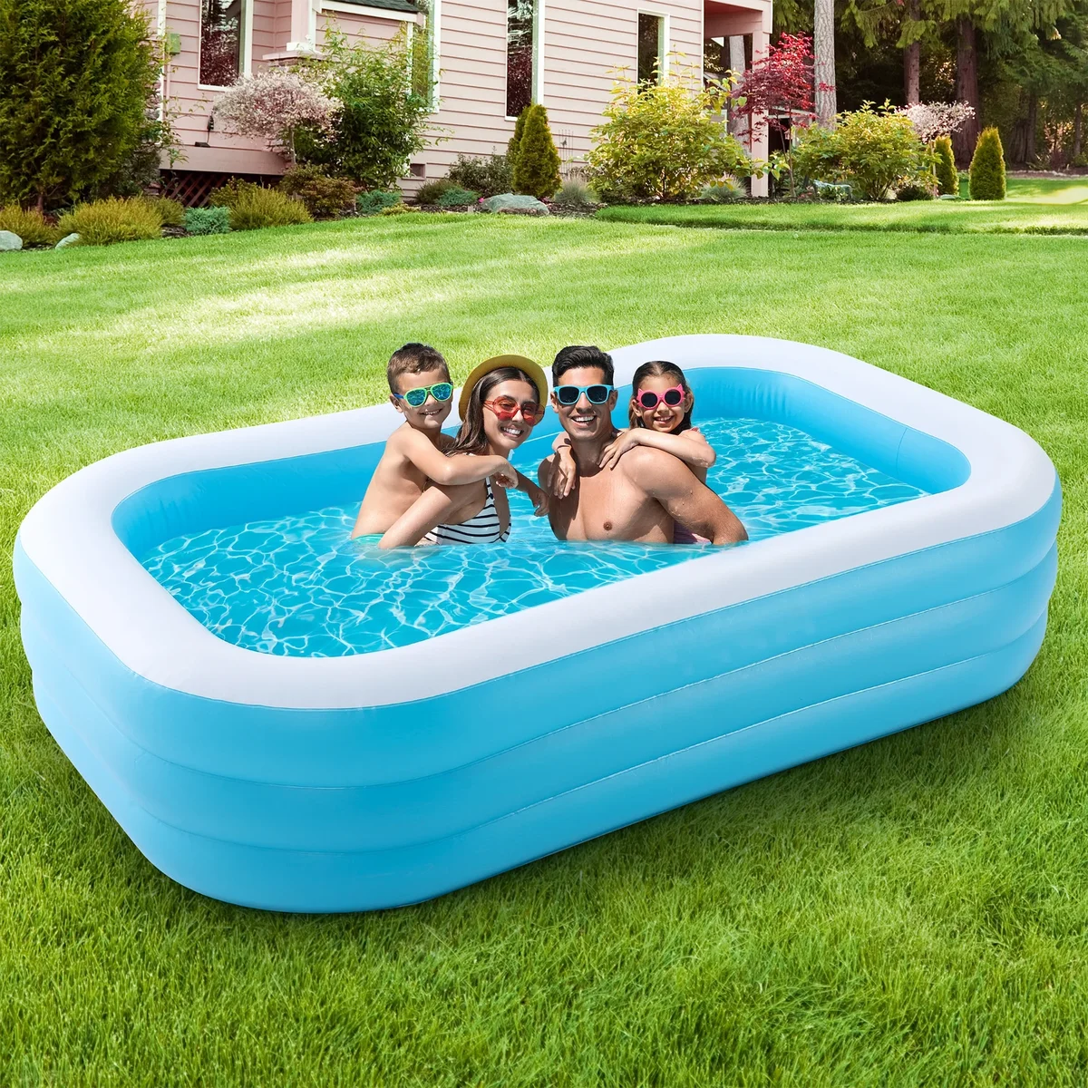 Gasky Inflatable Swimming Pool Fmaily Inflatable Pool Full-Sized Blow Up Pool Easy Set 95'' x 56'' x 22'' for Baby Kids Adults Outdoor Backyard Summer  7454