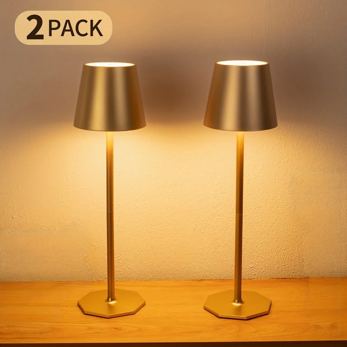 EcoLumina 2 Pack Rechargeable Table Lamps Cordless Table Lights - 6000mAh Battery Operated Touch Night Light Lamp Wireless Portable Desk Lamp For Table Res 1239