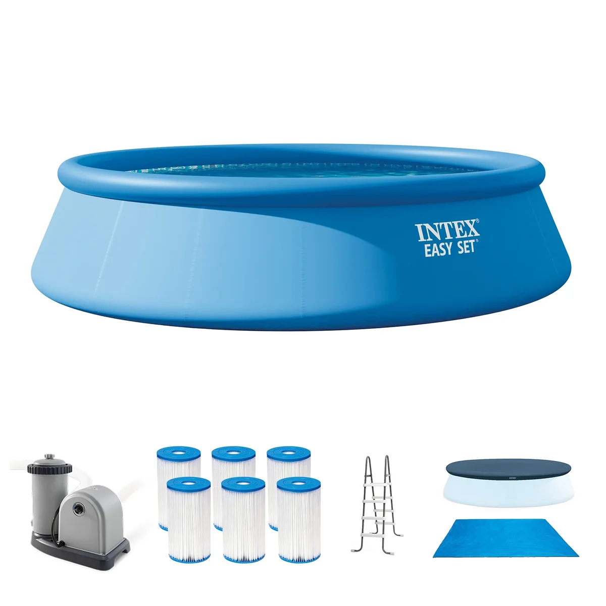 Intex 18' x 48" Inflatable Outdoor Pool Set with Filter Cartridges (6 Pack) 4956