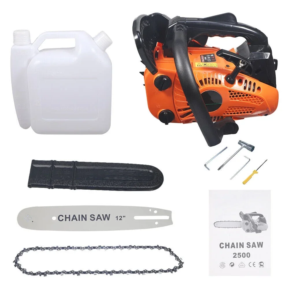 Paddsun Gas Chainsaw, 12'' 25.4cc Gasoline Chain Saws Anti-Vibration for Wood Cutting  Chainsaw Orange 8095
