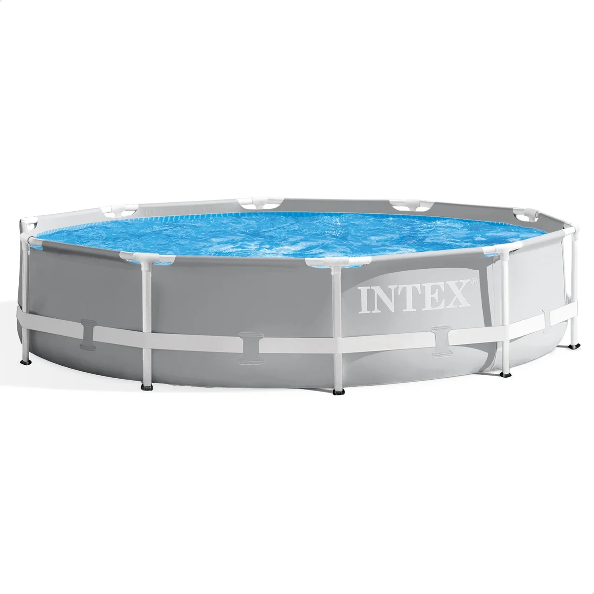 INTEX Round Prism Frame 10ft x 30in Above Ground Swimming Pool Set, Gray 1121
