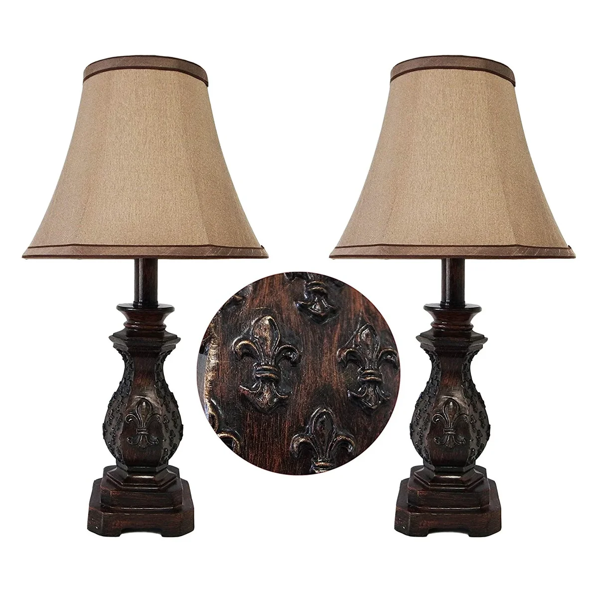 Everdaily Essentials Set of 2 - 19"H Traditional Dark Bronze Small Table Lamp Bedside Lamps Set 7029
