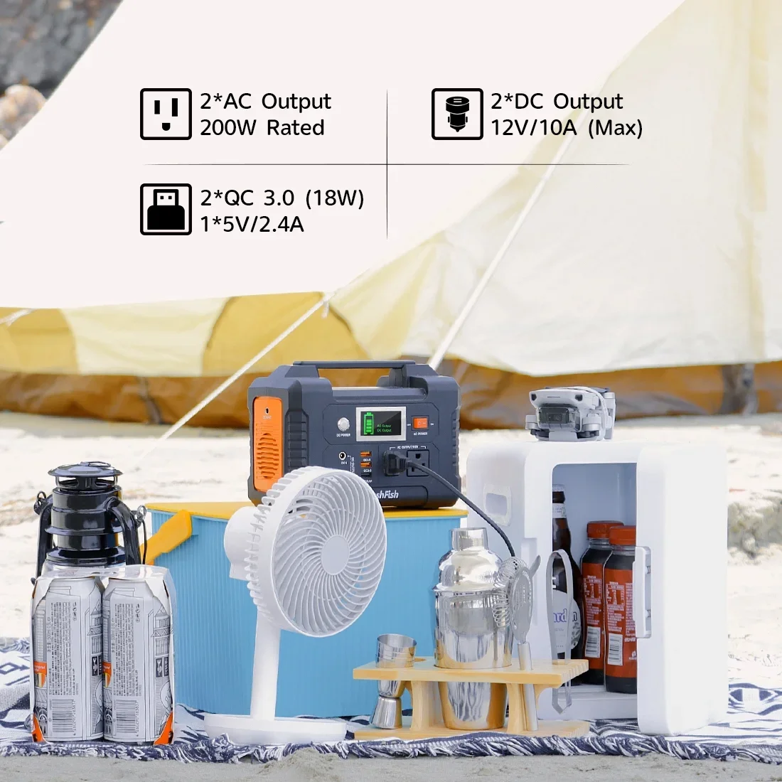 Flashfish 200W Portable Power Station, 40800mAh Solar Generator, Portable Generator for Camping Travel Emergency 0506