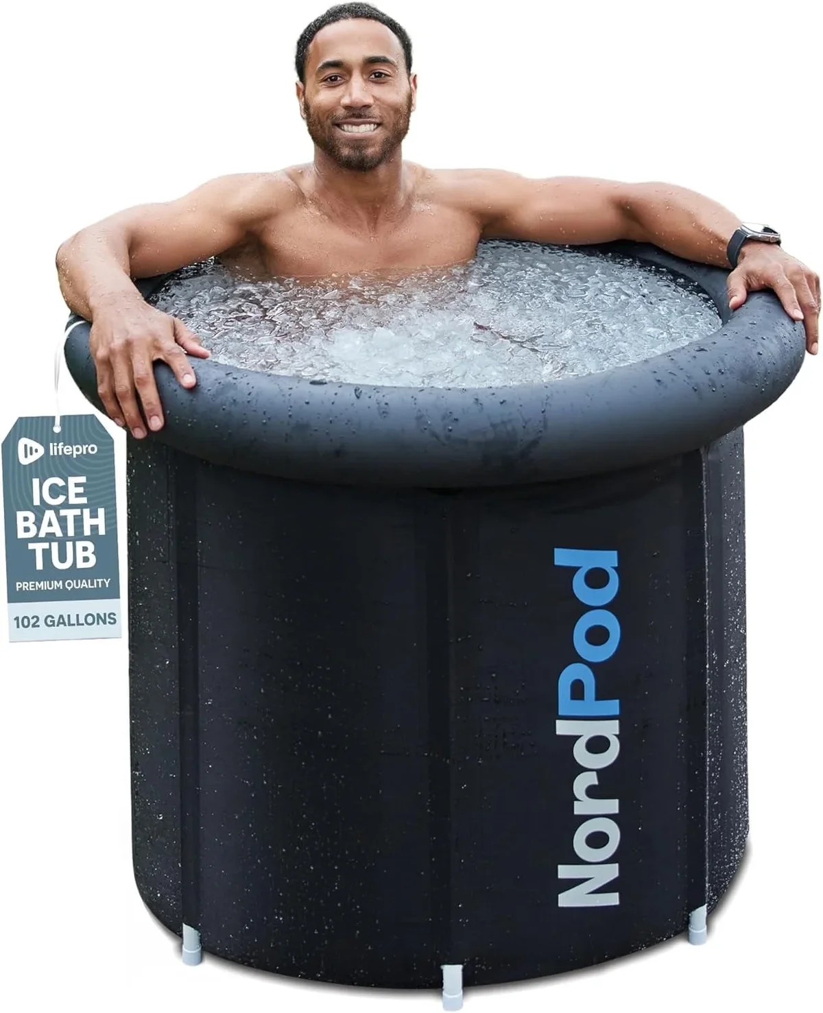 Lifepro NordPod XL Portable Inflatable Ice Bath - Cold Plunge Tub for Athlete Muscle Recovery - Black 2322