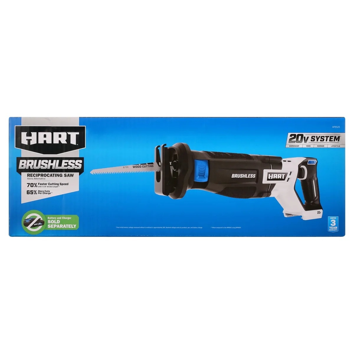 HART 20-Volt Brushless Reciprocating Saw (Battery Not Included) 3193