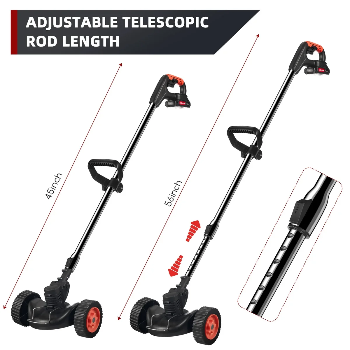 KingFurt Electric weed eaters, Cordless string trimmer,21V Weed Wacker,Lawn Edger with 3 Blades, with Wheels Grass Edger for Lawn Yard Garden 1989
