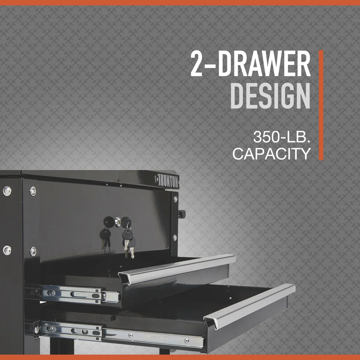 Ironton 2-Drawer Tool Cart, 30-1/2in.L x 14-1/2in.W x 33in.H, 350-Lb. Capacity 2740