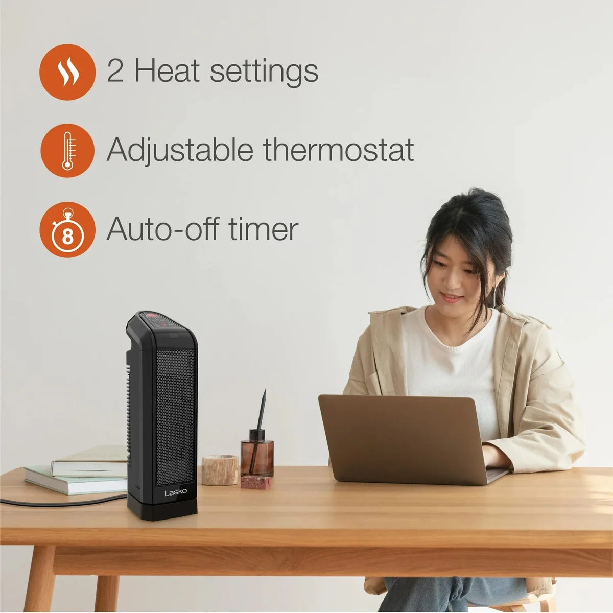 Everdaily Essentials Restored 15.75" 1500W Oscillating Digital Ceramic Tower Space Heater, Remote, Black, CT16670 (Refurbished) Ref. 7230