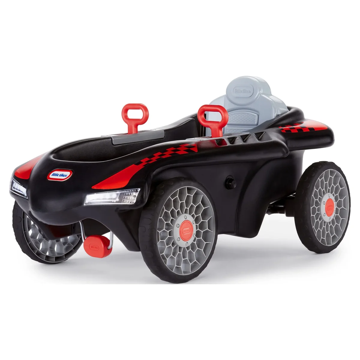 Little Tikes Jett Car Racer Ride on Pedal Car, Black and Red, Dual Handle Rear Wheel Steering, Kids Ages 3 to 7 3674