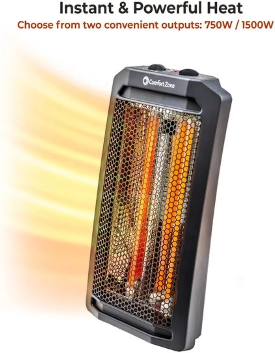 Everdaily Essentials 1500W Corded Electric Space Heater, 2 Heat Settings, Automatic Shutoff, for 350 sq ft Ref. 0578
