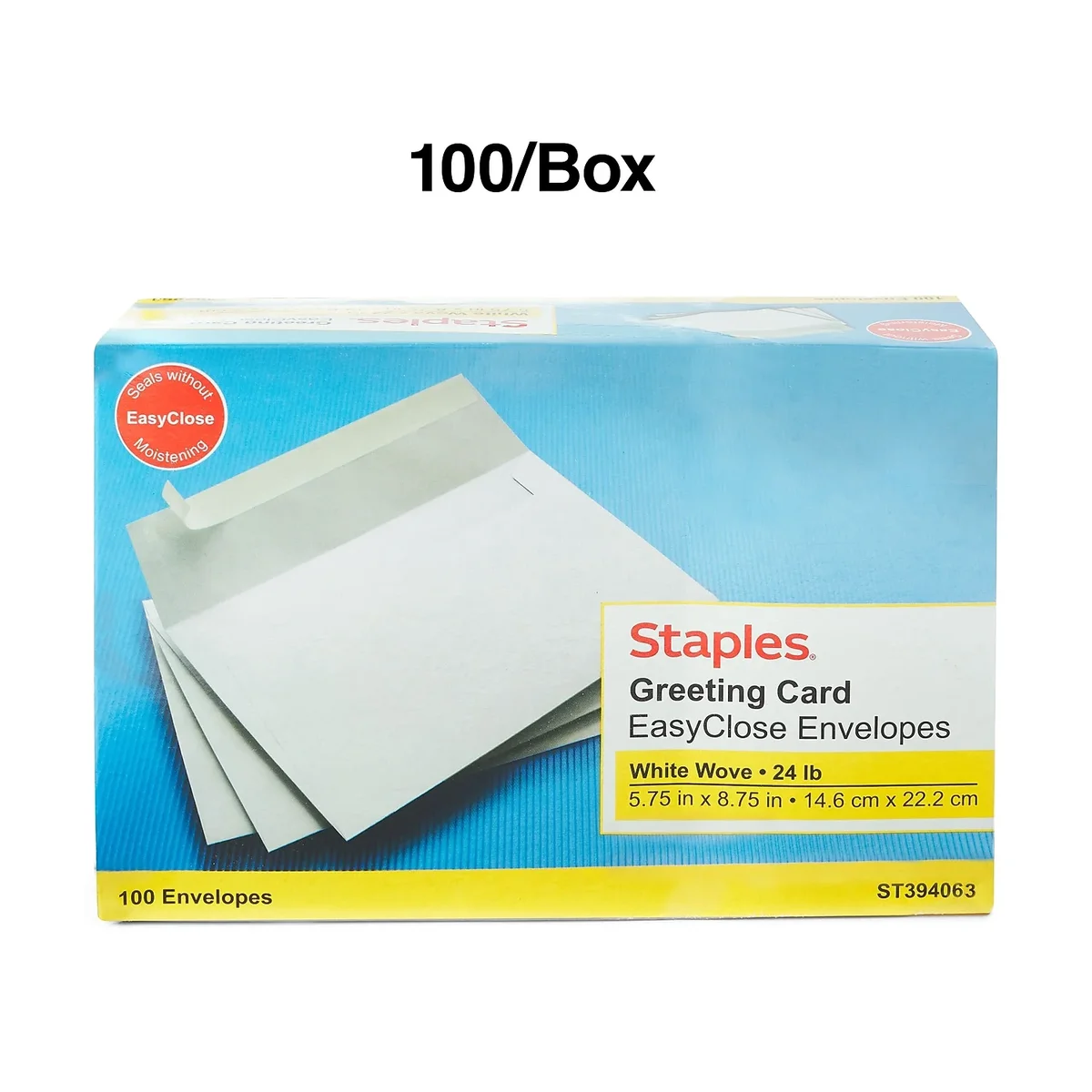 MyOfficeInnovations EasyClose Invitation Envelopes 5.75" x 8.75" White Wove 100/Bx 394063 6407