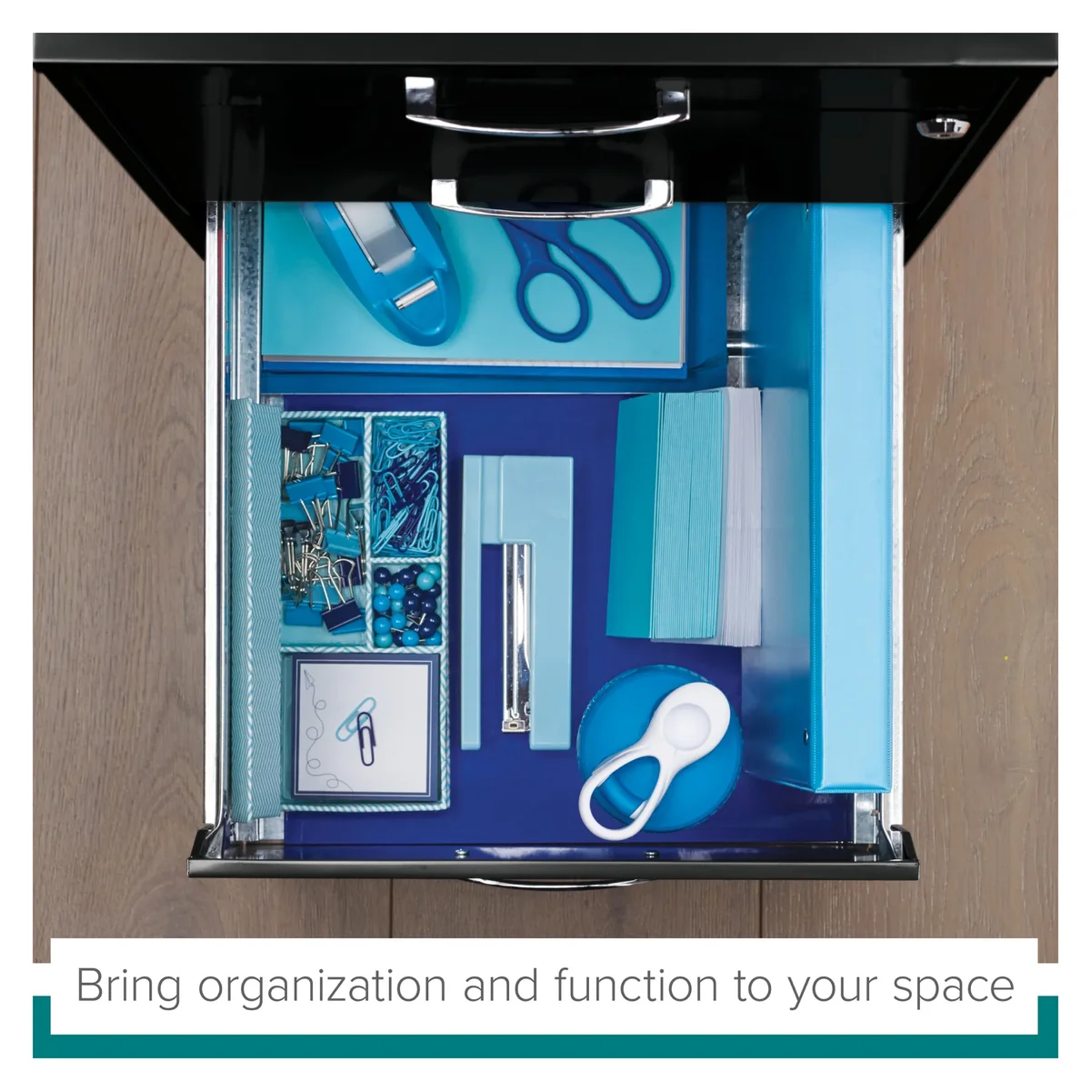Space Solutions 3 Drawer Letter Width Vertical File Cabinet with Pencil Drawer, Black 9683