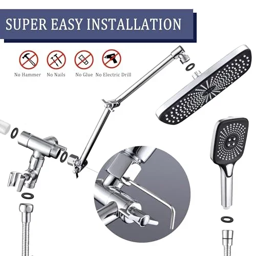 Everdaily Essentials 4 Function Modes 12 inch Wall Mount Shower Head & Handheld Shower Head Ref. 4732