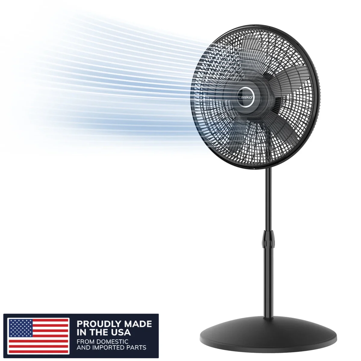 Lasko Cyclone 18" Oscillating Pedestal Fan with Adjustable Height and Tilt-Back Head for Whole Room Cooling, Black, S18910 6254
