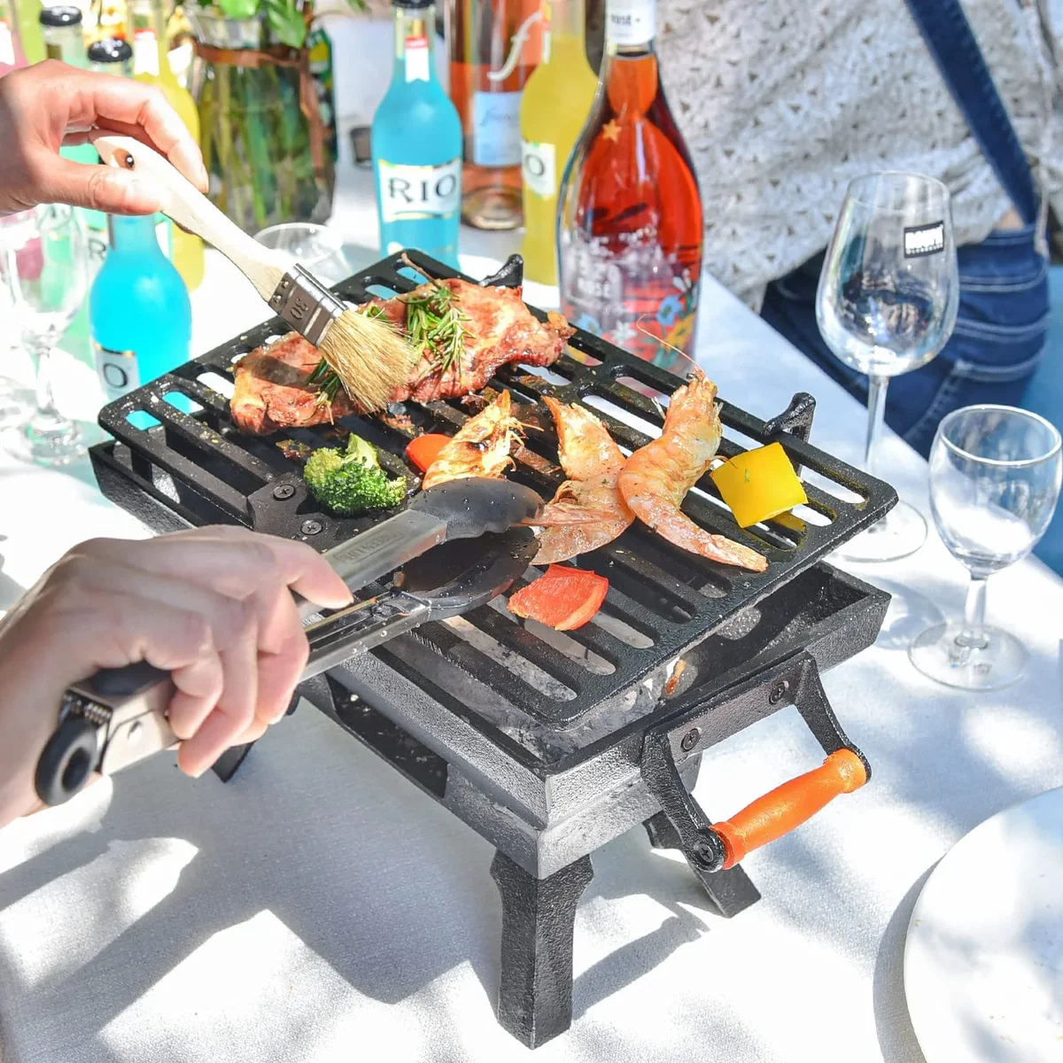 Everdaily Essentials Cast Iron Bbq Grill Tabletop Small Charcoal Stove for Heating Food, 1 Count, 31.5 x 19CM Ref. 3451