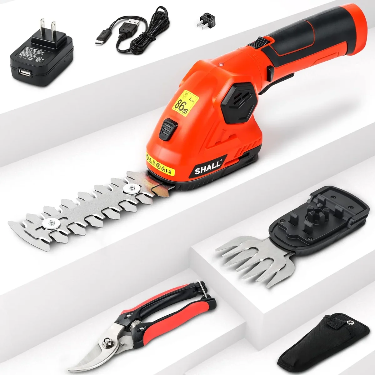 SHALL Hedge Trimmer Cordless & Garden Shears - 7.2V Electric Shrub Trimmer 2 in 1 Garden Clippers Handheld Hedge Trimmers, Hedge Clippers Grass C 9503
