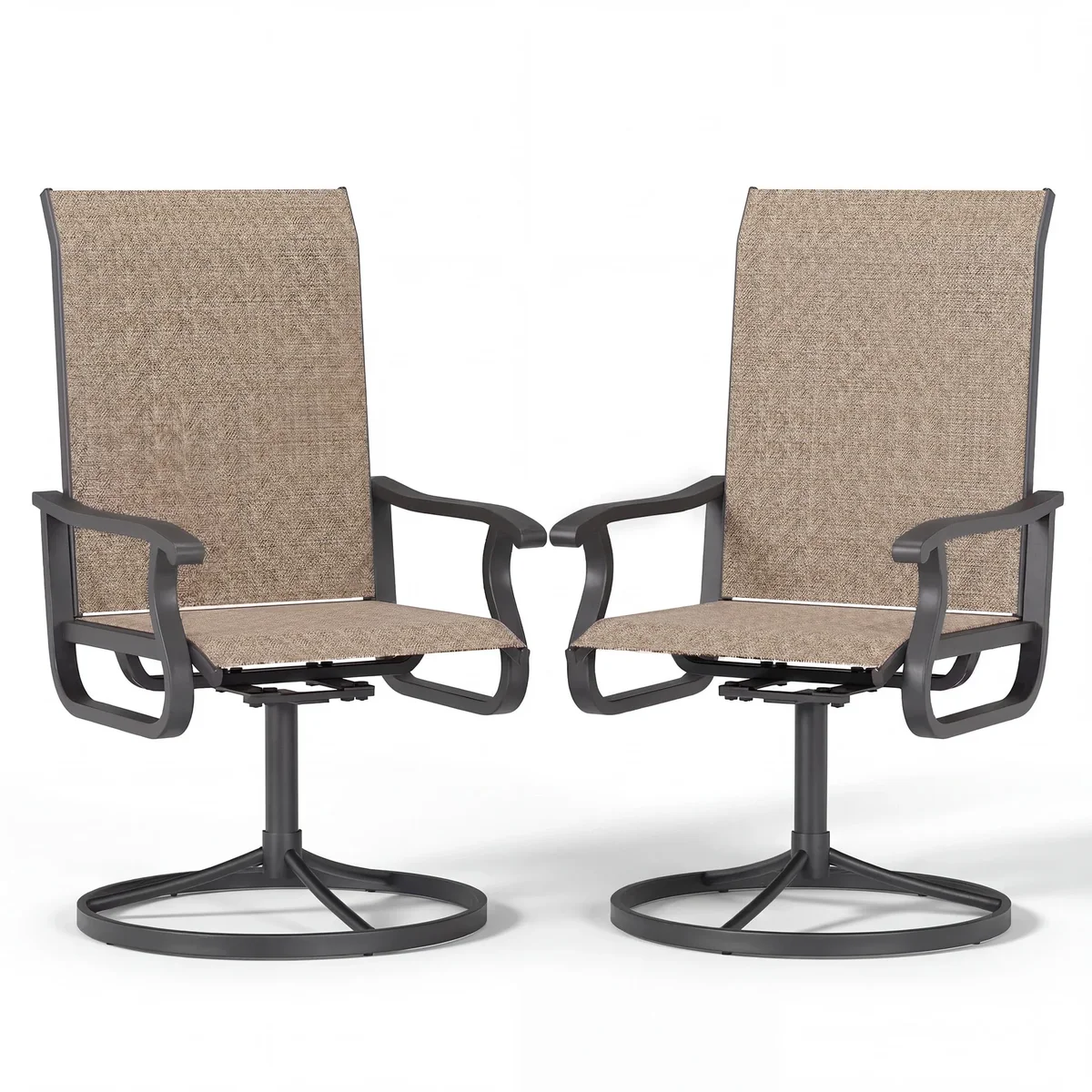 ELPOSUN Patio Swivel Chairs Set of 2, Outdoor Dining Chairs High Back All Weather Breathable Textilene Outdoor Swivel Chairs with Metal Rocking F 4265