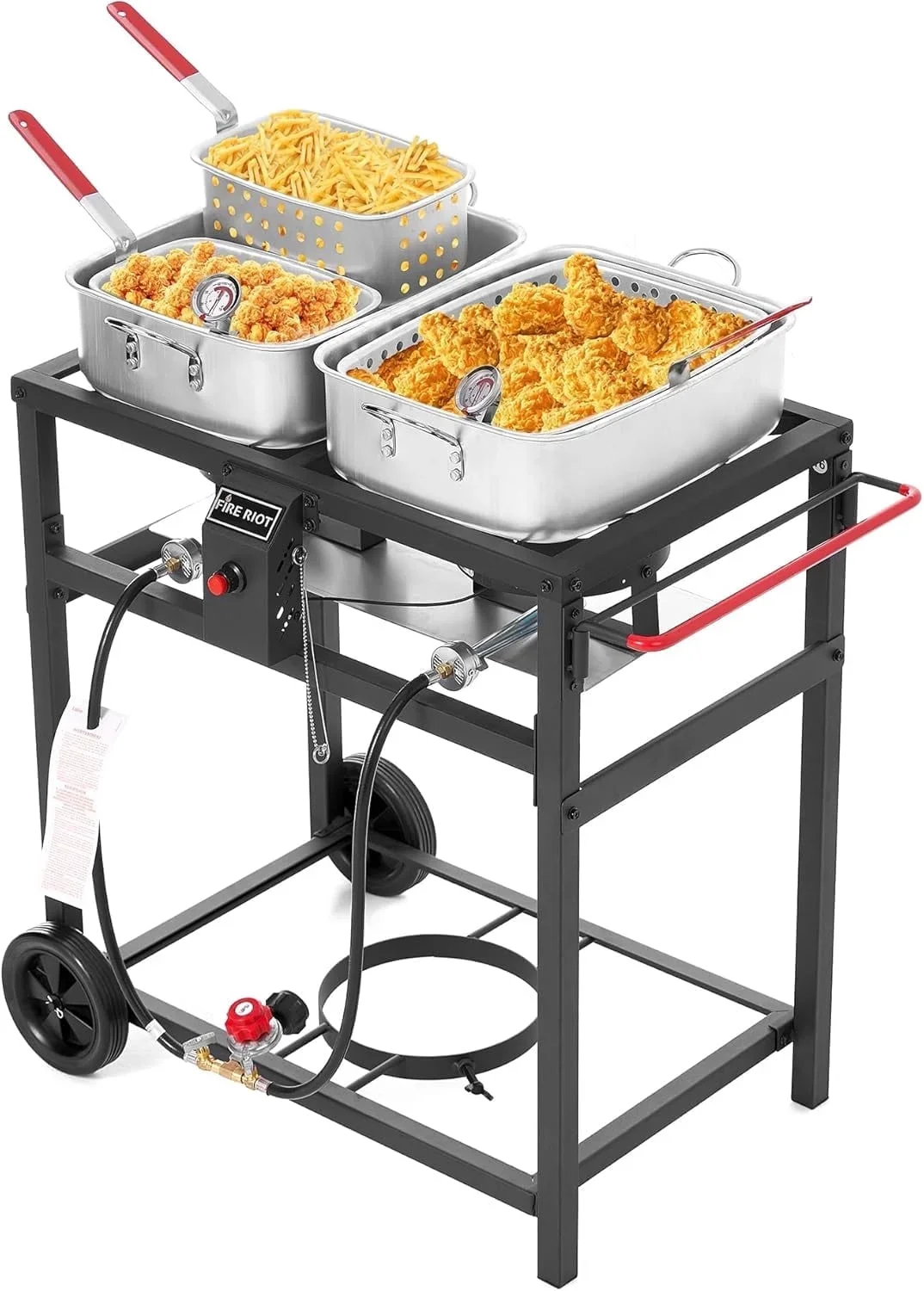 Fire Riot Outdoor Double Burner Propane Deep Fryer Set – Includes 2 x 18QT Aluminum Pots & Baskets, High Pressure Gas Stove for Fish Fry, Wings, Fries &  4907