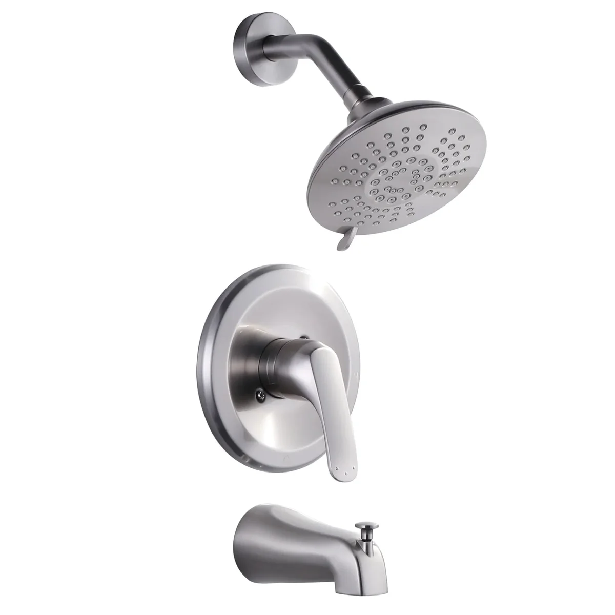 Wowow Shower Faucet with Valve, Bathroom Tub Shower Faucet Kit, Single Handle Rain Shower Head with Tub Spout, Brushed Nickel 6926