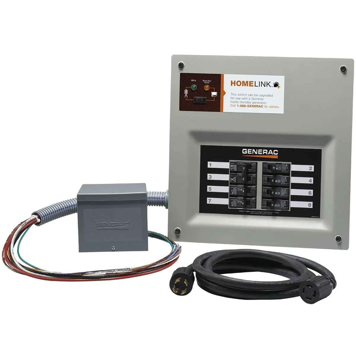 Generac 6853 Upgradeable 30A Homelink Manual Transfer Switch with Resin PIB and Cord 1406