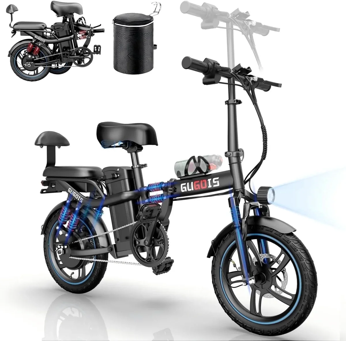 Rakowe Electric Bike for Adults, 16" Tire Electric Bicycle with Peak 750W Motor 28 MPH Max Speed, 48V Removable Battery Range to 45 Miles Off Road Ebike 4497