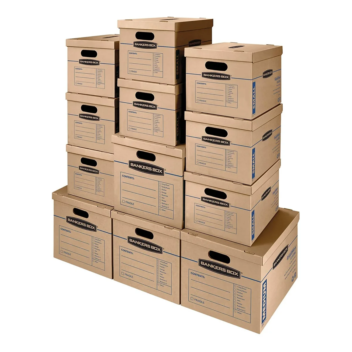 Bankers Box SmoothMove Classic Moving & Storage Boxes, 16" x 18" x 18", Kraft/Blue, Carton of 20 4036