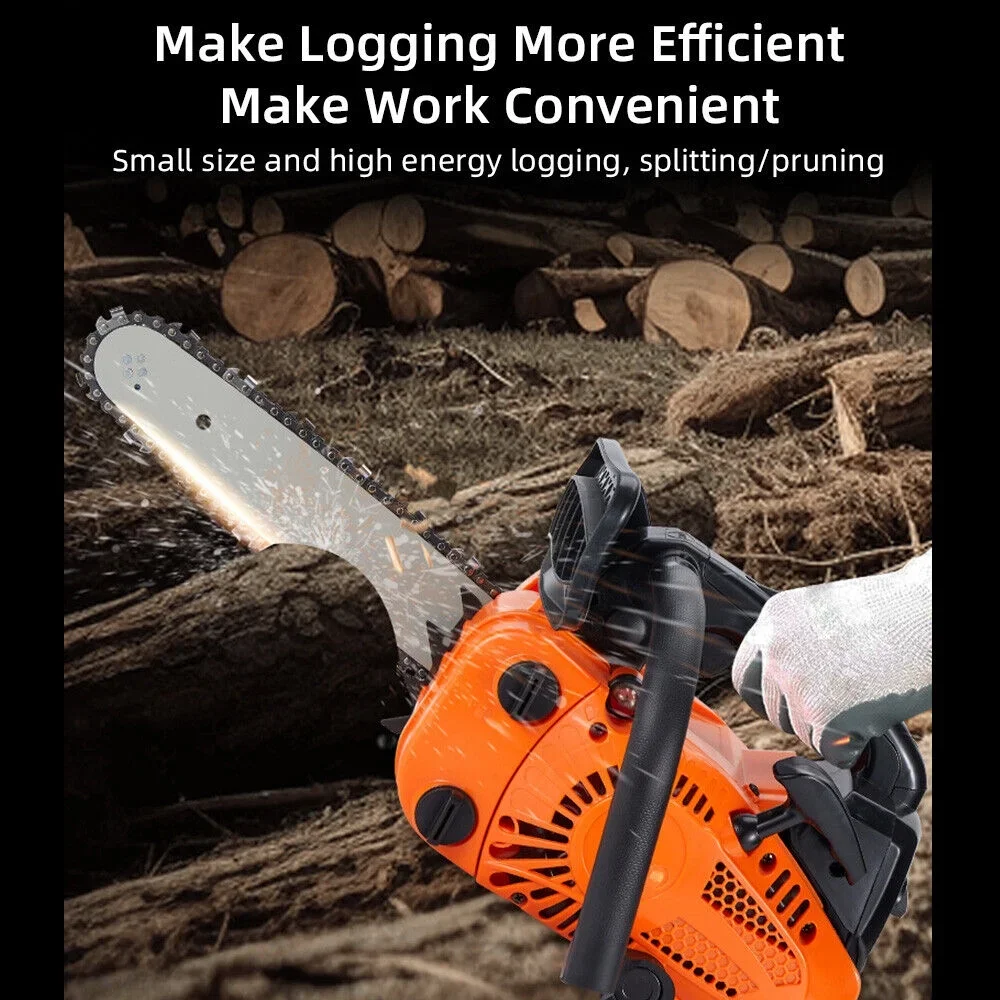 Paddsun Gas Chainsaw, 12'' 25.4cc Gasoline Chain Saws Anti-Vibration for Wood Cutting  Chainsaw Orange 8095