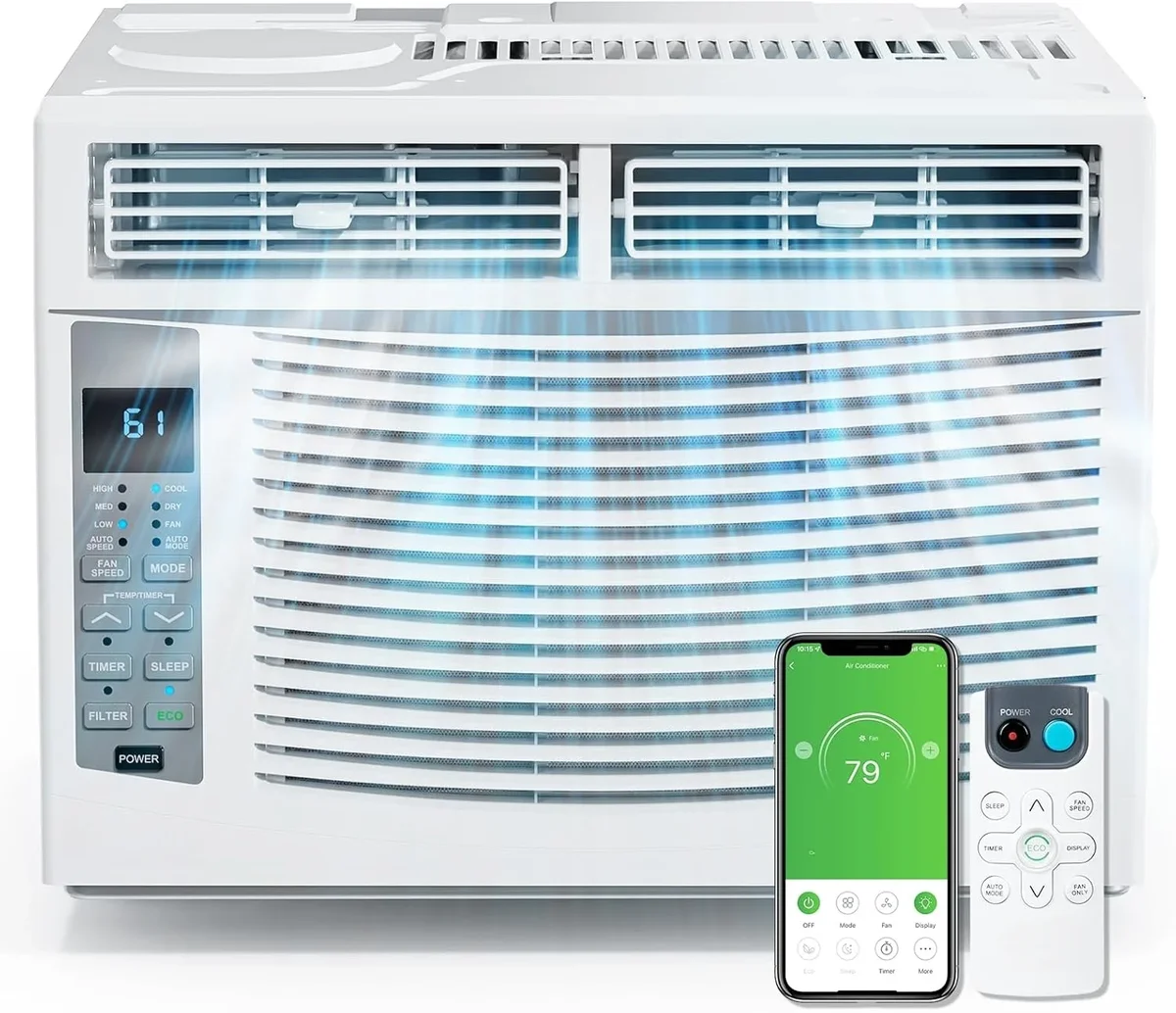 Ktaxon WiFi Wnabled 6000 BTU Window Air Conditioner Cool to 250 sq ft Intelligent, LED,Remote Control, Easy to Clean Filter Screen, Can Be Used a 9133