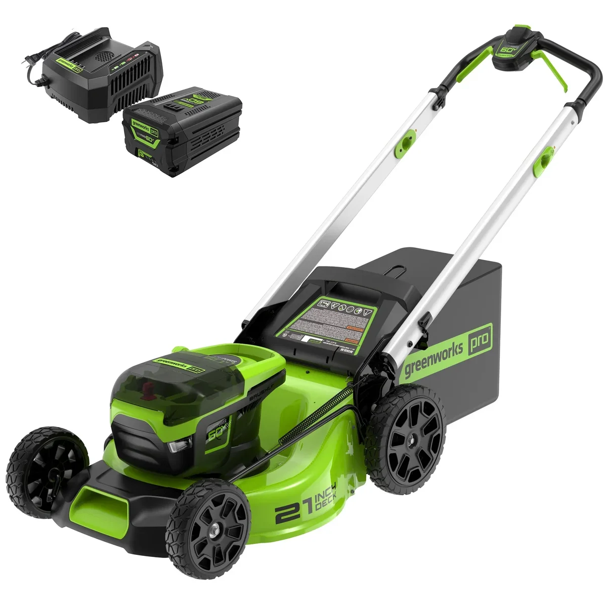 Greenworks 60V 21" Cordless Brushless Lawn Mower with 5.0Ah Battery & Charger 2531602 5324