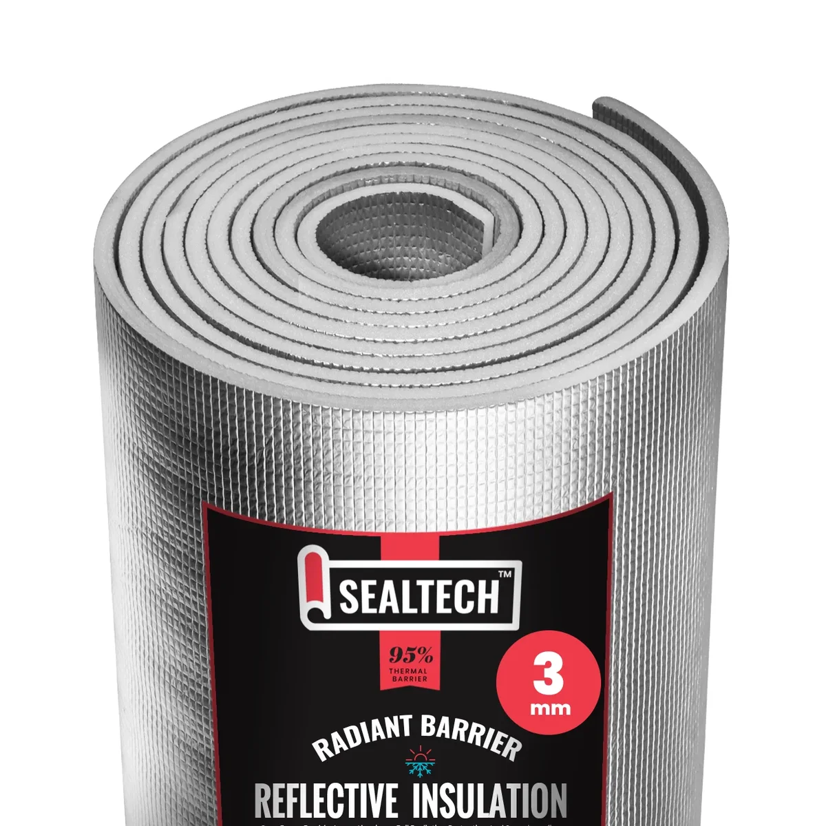 SEALTECH 3mm Reflective Insulation Roll - Premium Foam Core Radiant Barrier for Energy Conservation -Commercial Grade Soundproofing Thermal Shiel 4094