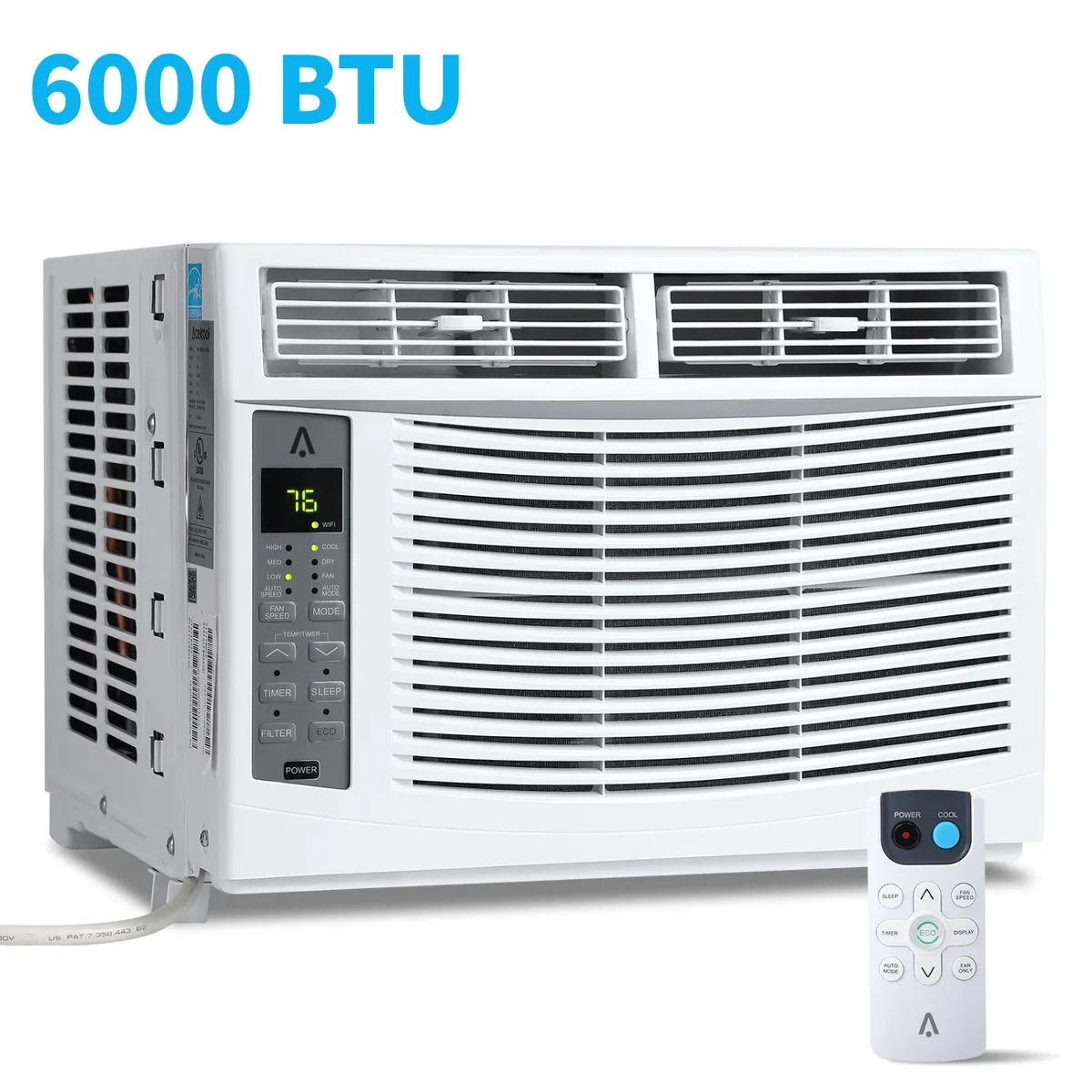 Everdaily Essentials 6000 BTU Air Conditioners Window Unit, Efficient Cooling Small Window AC Units with Remote Controlled, Cools Rooms up to 250 Sq.ft, White 2115