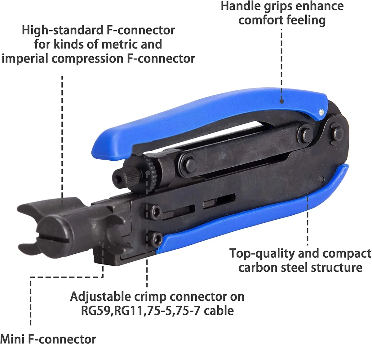 Everdaily Essentials Coax Cable Crimper Kit, Adjustable Hand Tool Crimper & Stripper 4171
