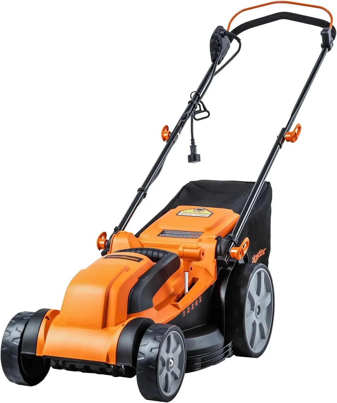 LawnMaster MEB1216K 16-Inch Corded Electric Lawn Mower, 12AMP, Folded, 5 Heights, 8-Gallon Bag, Lightweight for Small & Medium Lawns 5477