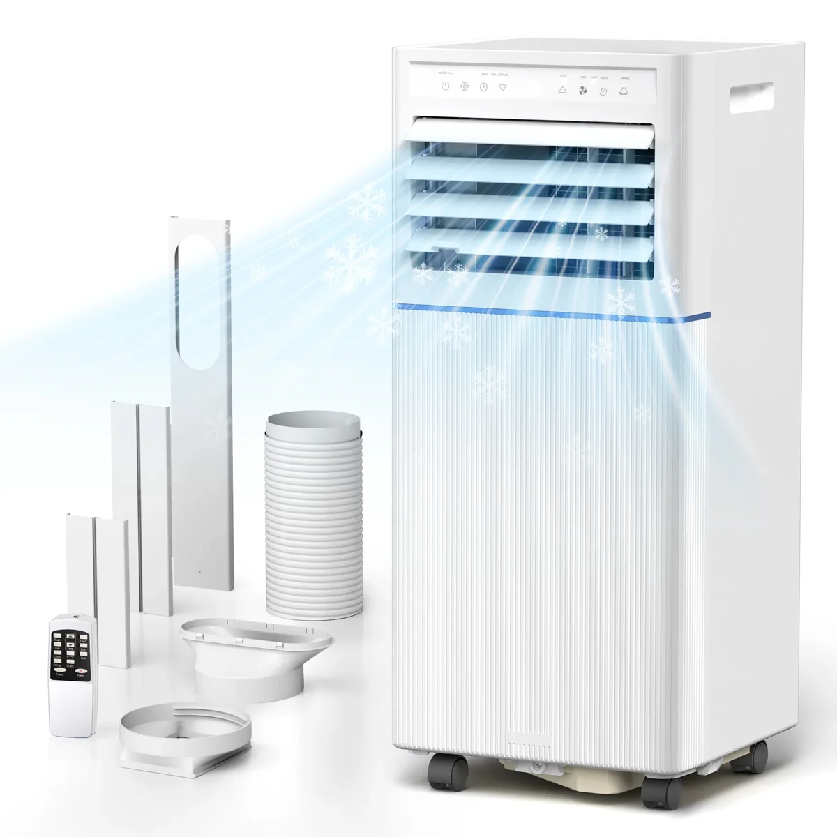 KISSAIR Portable Air Conditioner, 8,000 BTU Ashrae, 4-in-1 Quiet AC with Dehumidifier, Fan, Sleep Mode & Washable Filter for Rooms up to 350 Sq.  0415