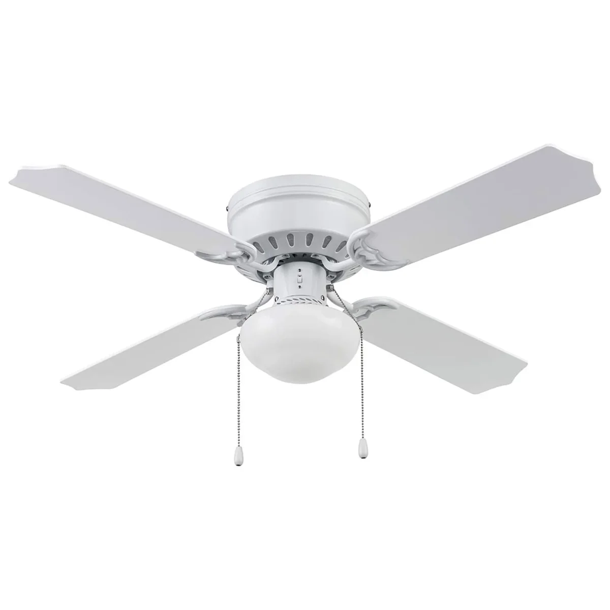 Portage Bay Prominence Home Cherry Hill 42'' White Flushmount Ceiling Fan with Globe Light Kit and Pull Chains 4714