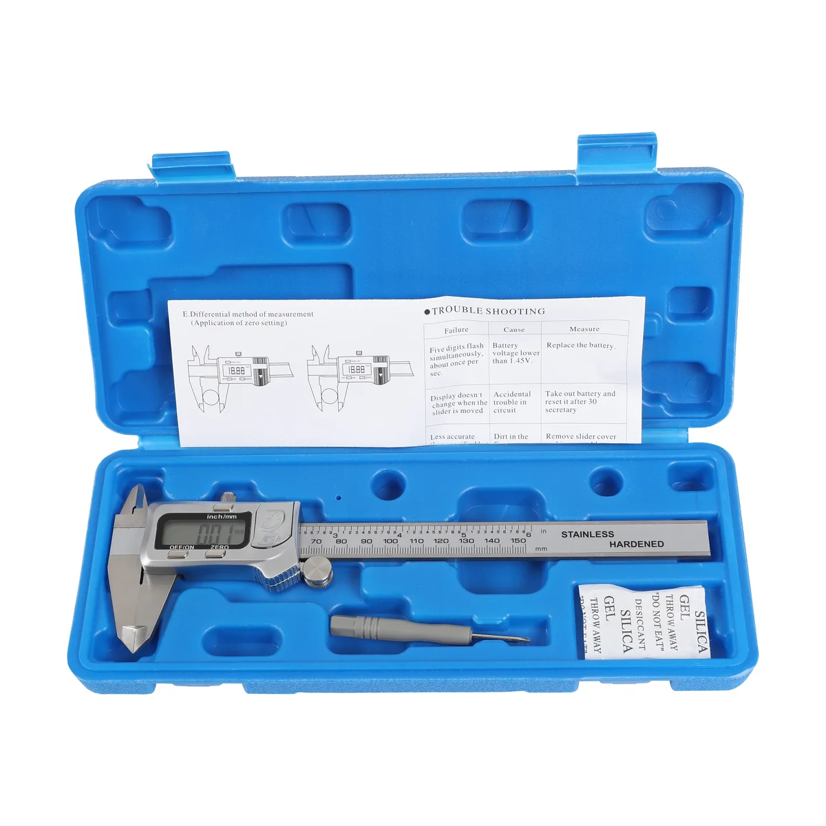 HFS Electronic Digital Vernier Micrometer Caliper Measuring Tool Stainless Steel Large LCD Screen 0-6 Inch/150mm, Inch/Metric 8237