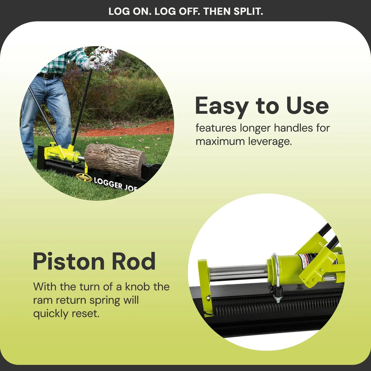 Sun Joe Hydraulic Steel Beam Log Splitter, 10 Ton Capacity Firewood Tool, Green, LJ10M 5367