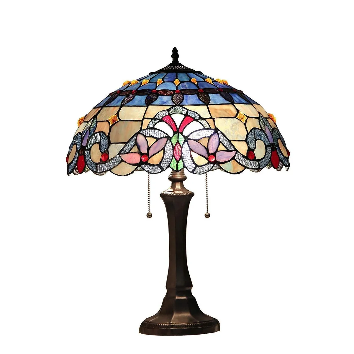 Chloe Lighting Grenville Tiffany-Style 2-Light Victorian Table Lamp with 16" Shade 7569