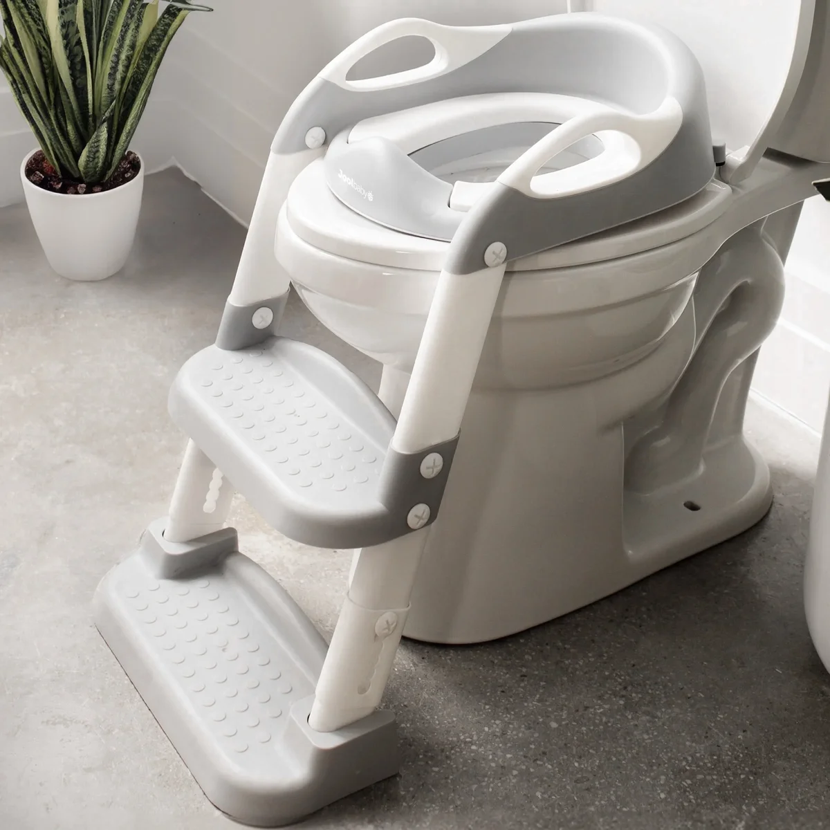 Jool Baby Potty Training Seat with 2 Step Ladder for Toddlers – Splash Guard, Adjustable Height (Gray) 3784