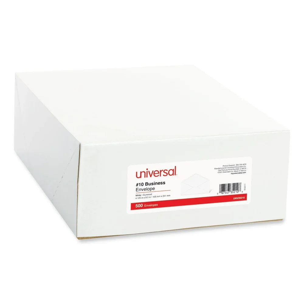 Universal UNV35210 #10 Monarch Flap Open-Side Gummed Business Envelope - White (500/Box) 7093