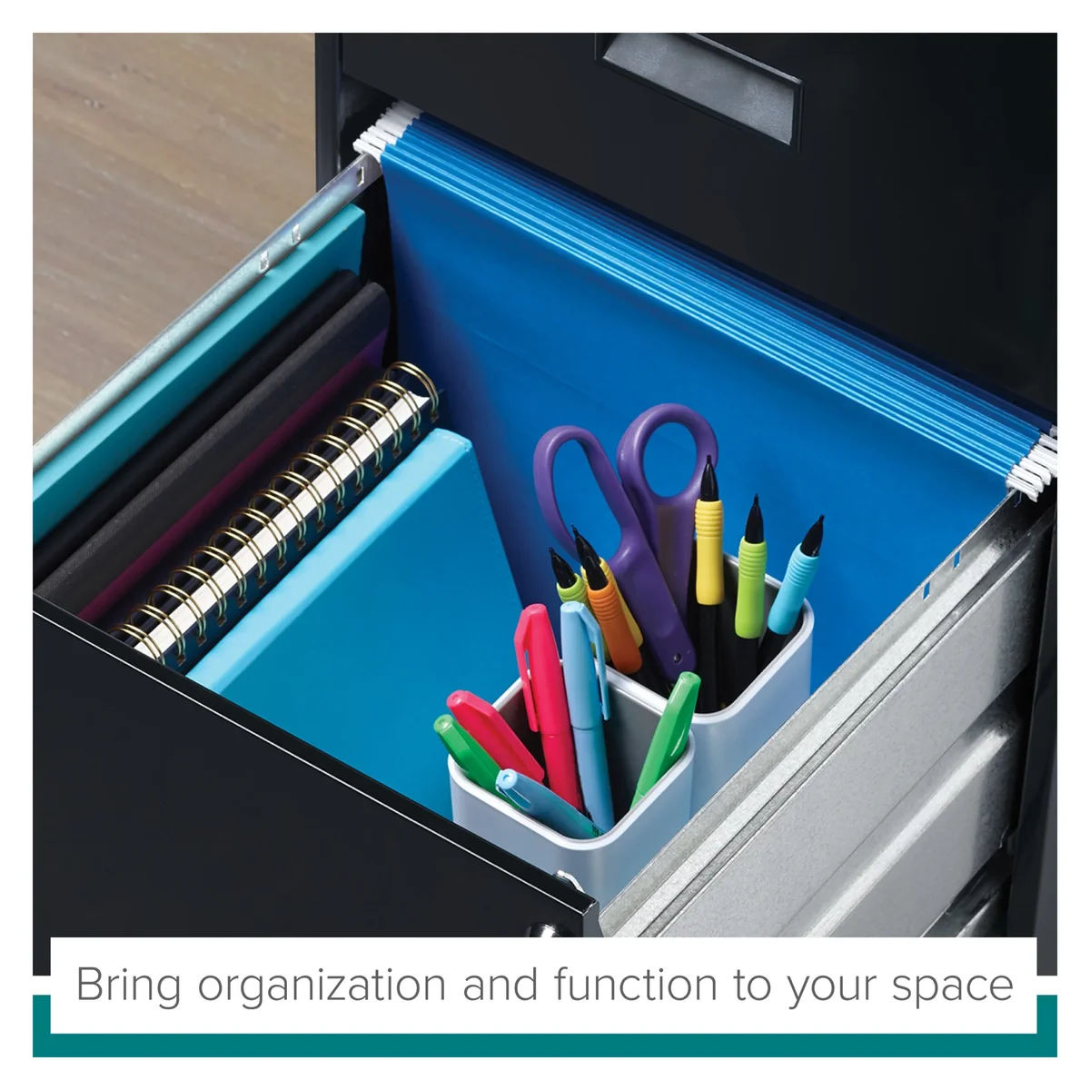 Space Solutions 18" Deep 2 Drawer Letter Width Vertical File Cabinet, Black 2359