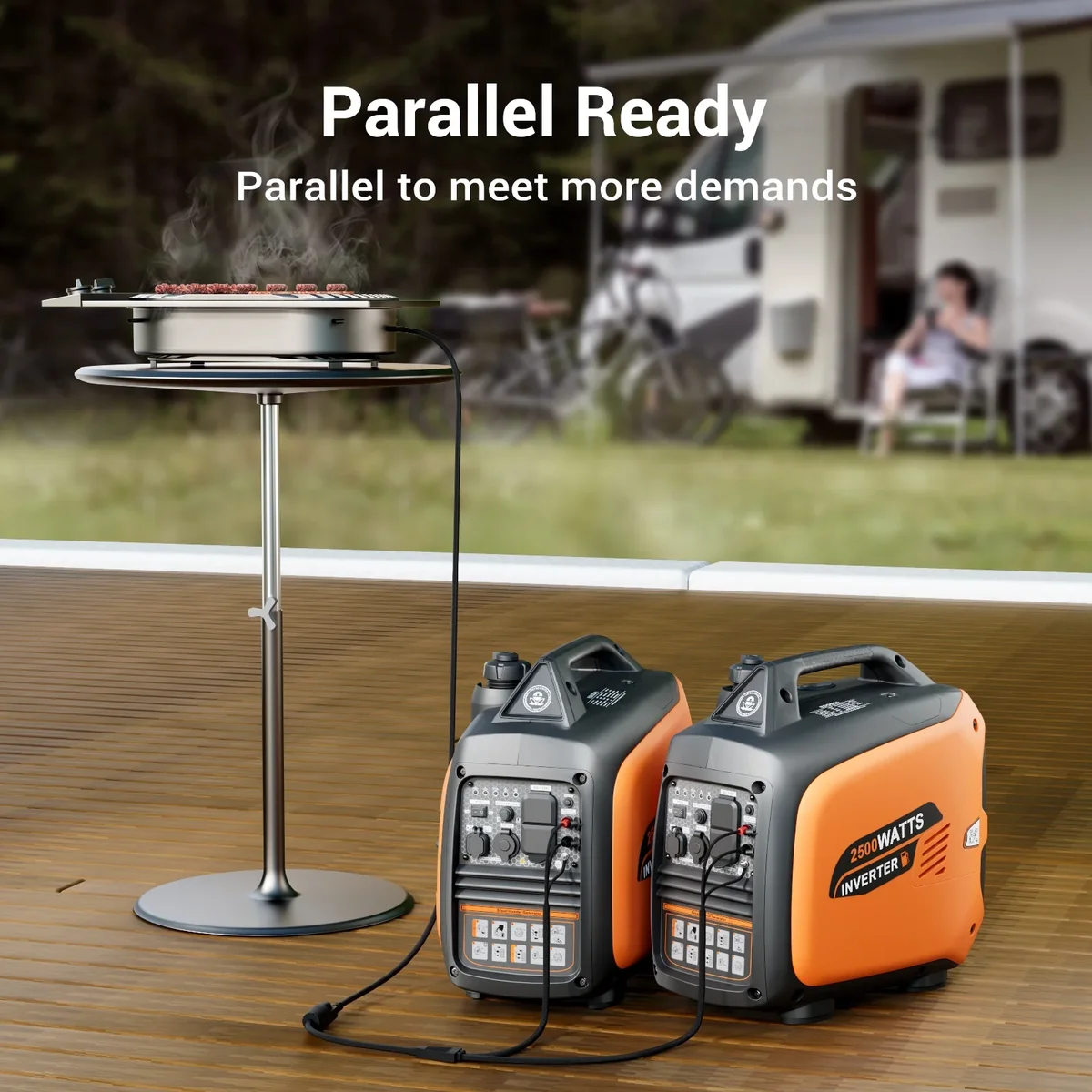 Efurden 2500-Watt Portable Inverter Generator Gas Powered, EPA Compliant, Parallel Capability, CO Shutdown, Low Noise for Camping and Home Use 3045