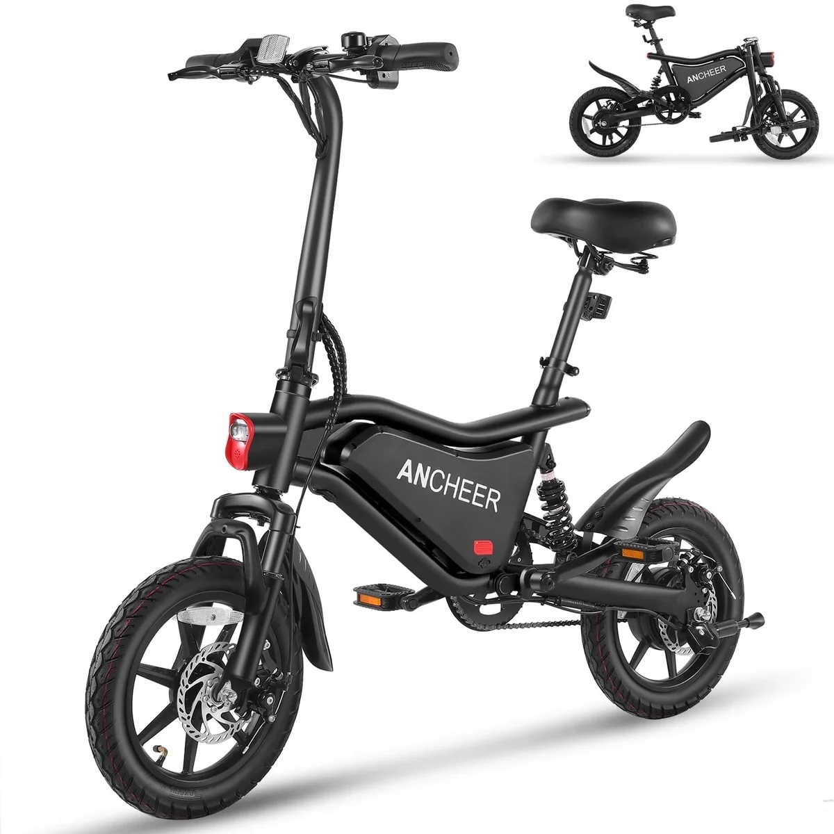 ANCHEER Peak 500W Electric Bike for Adults, Foldable Electric Bikes with 48V 374Wh Battery, 14" Electric Bicycle for Men Women, LCD Digital Displ 9989