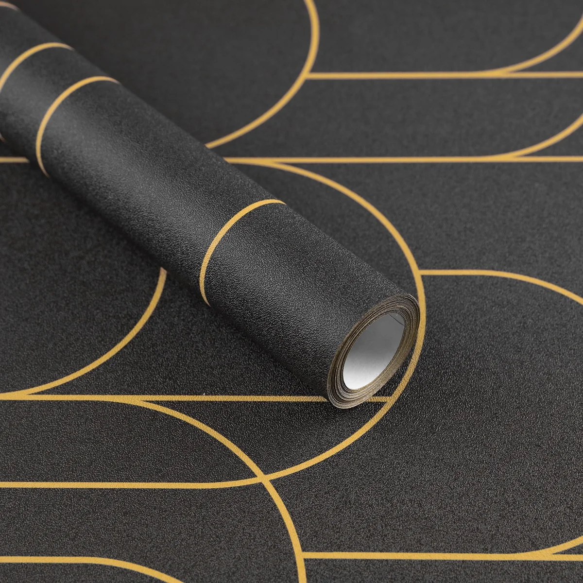 Abyssaly Black Peel and Stick Wallpaper 17.7" x 275" Self-Adhesive Modern Removable Geometic Vinyl Wallpaper Thick Matte Wallpaper Aesthetic self 9581