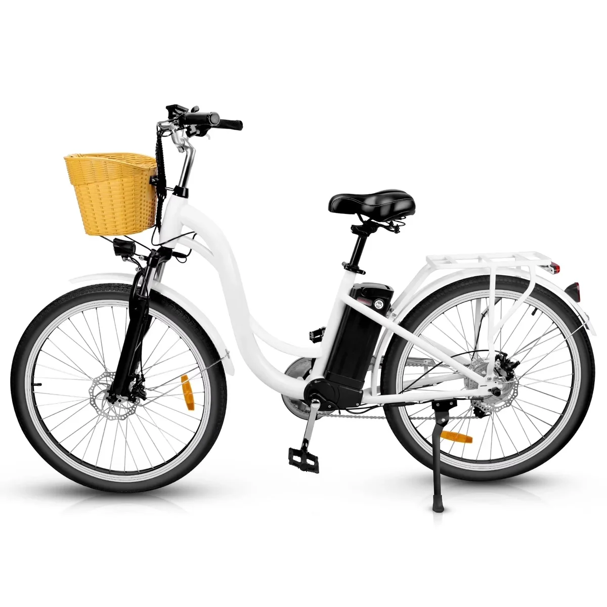 Adsafe Electric City Bike for Adults 26",Peak 750W E-Commuter Bikes 48V 10AH UL2849,White 6024