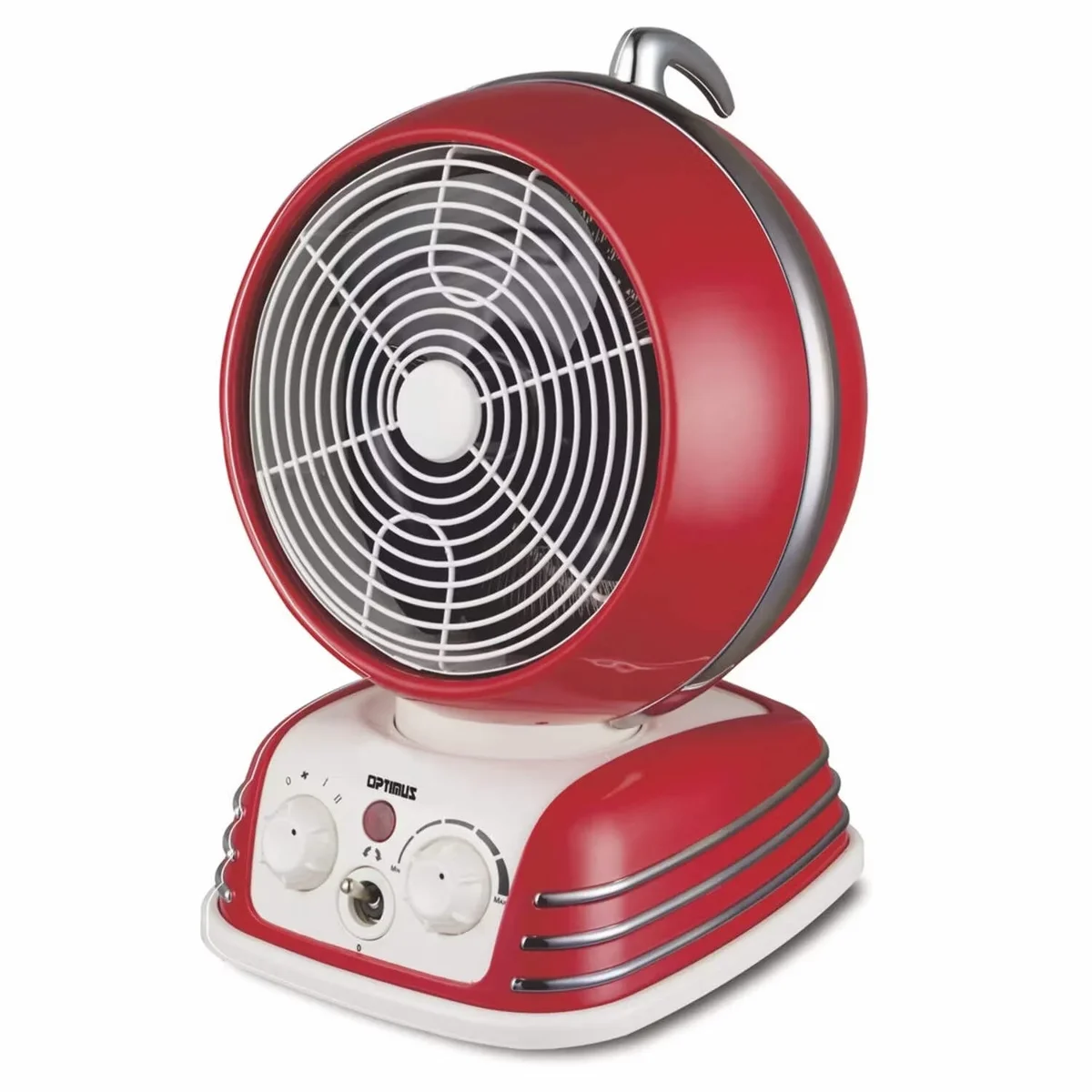Everdaily Essentials Retro Design Oscillating Fan Heater, Red 6586