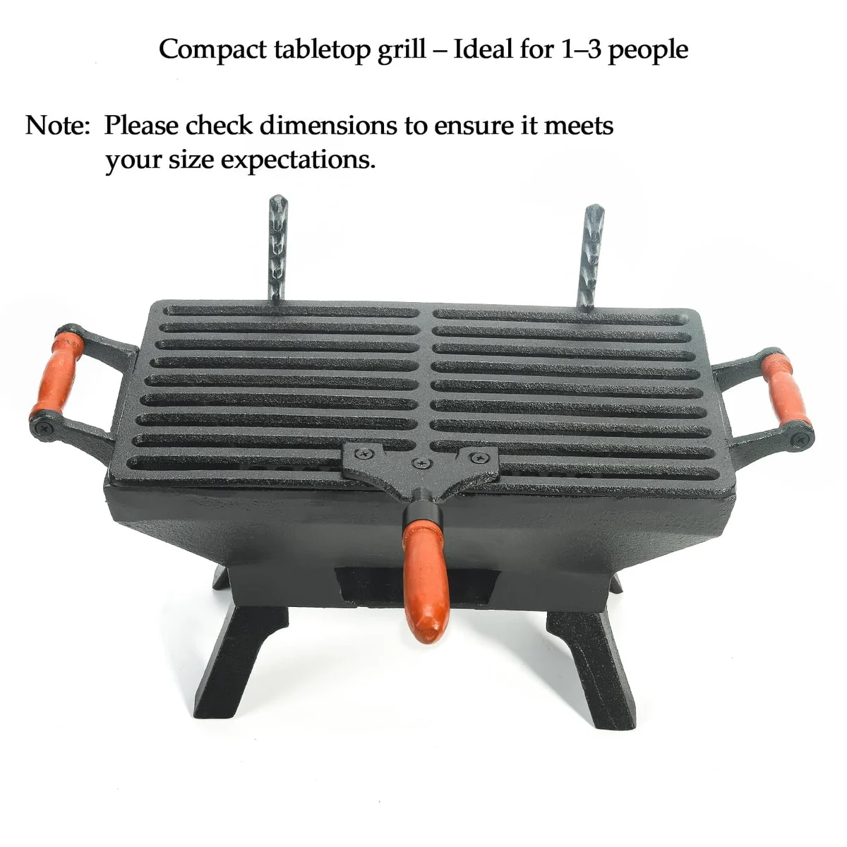 Everdaily Essentials Cast Iron Bbq Grill Tabletop Small Charcoal Stove for Heating Food, 1 Count, 31.5 x 19CM Ref. 3451